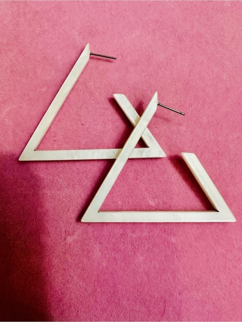 Ivory Geometric Triangle Earrings